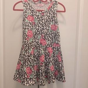 Sofi blk/white cheetah print skater dress w pink flowers-sz 5